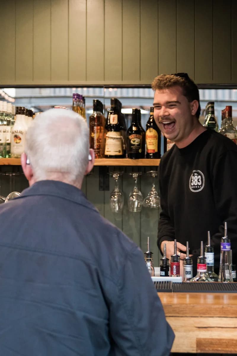 Cocktails being served at The 383 bar