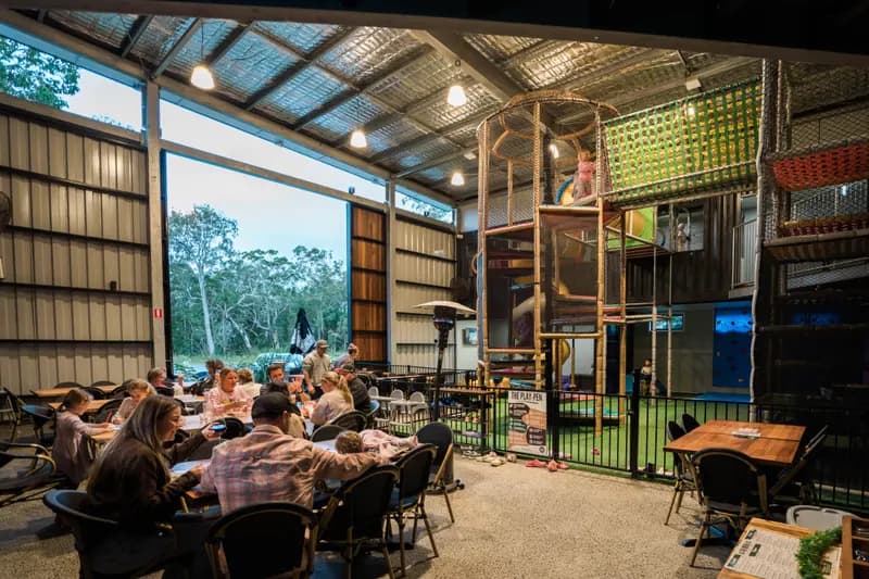Kids dining beside the Play Pen at The 383